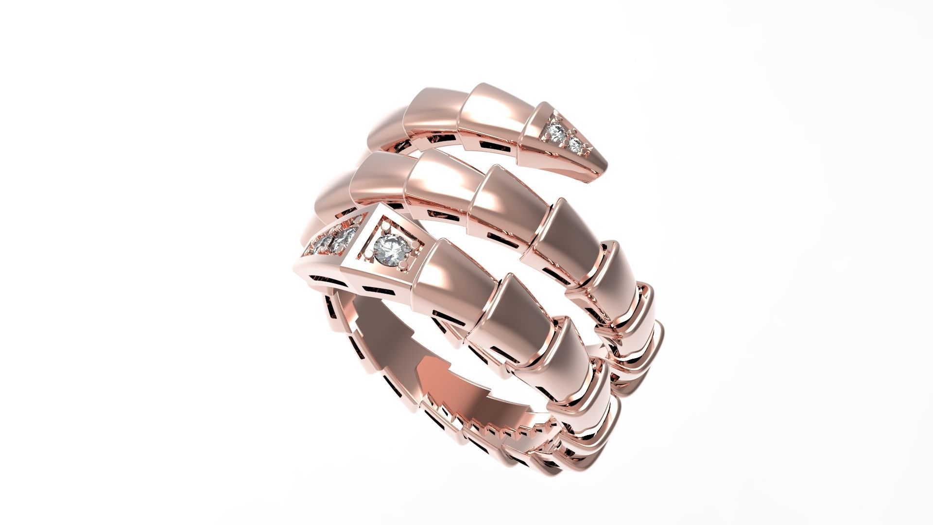 Serpenti Flexible Double Rotated Ring 18 5mm 3D print model_8