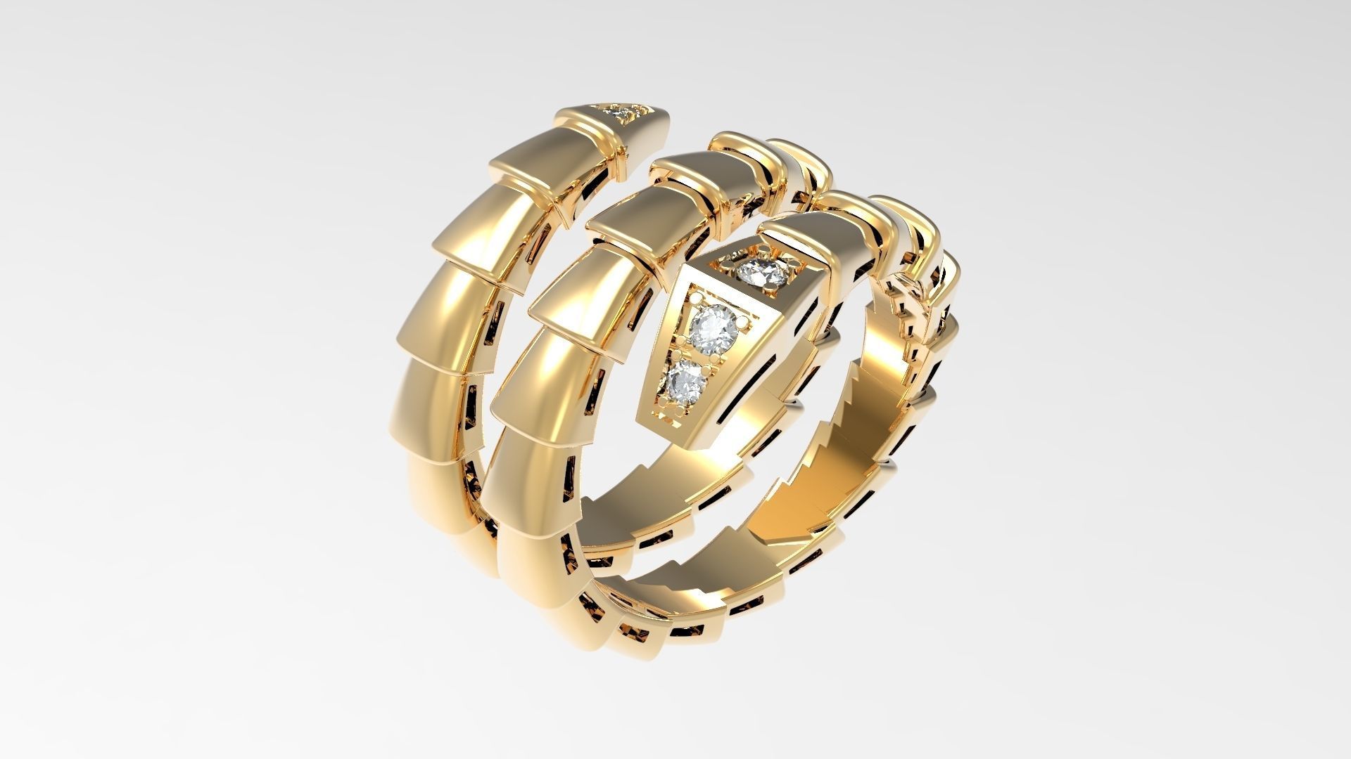 Serpenti Flexible Double Rotated Ring 18 5mm 3D print model_3
