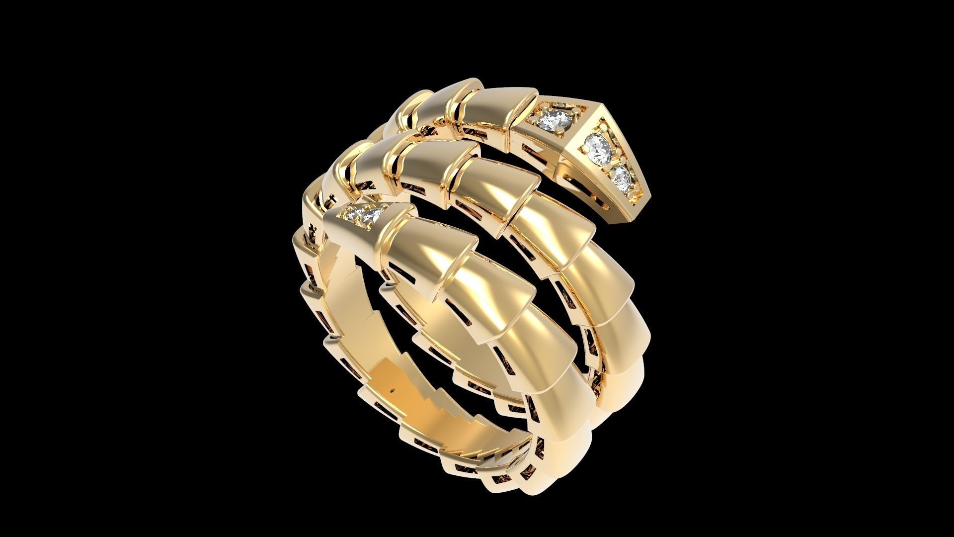 Serpenti Flexible Double Rotated Ring 18 5mm 3D print model_2