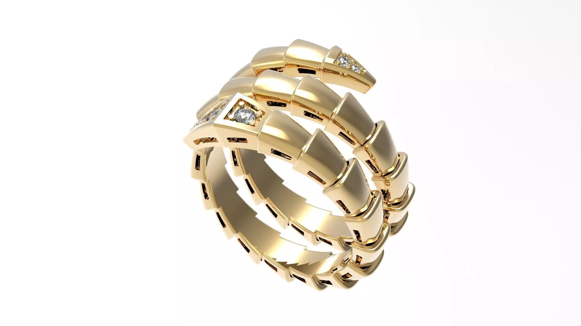 Serpenti Flexible Double Rotated Ring 18 5mm 3D print model_0