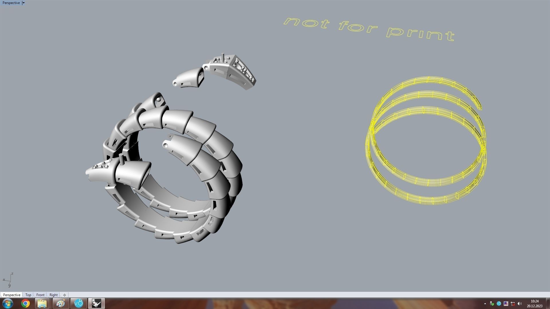 Serpenti Flexible Double Rotated Ring 18 5mm 3D print model_19