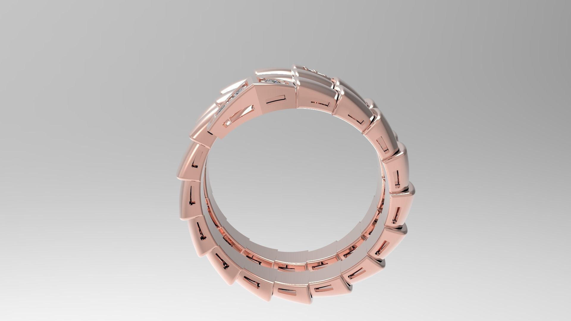 Serpenti Flexible Double Rotated Ring 18 5mm 3D print model_11