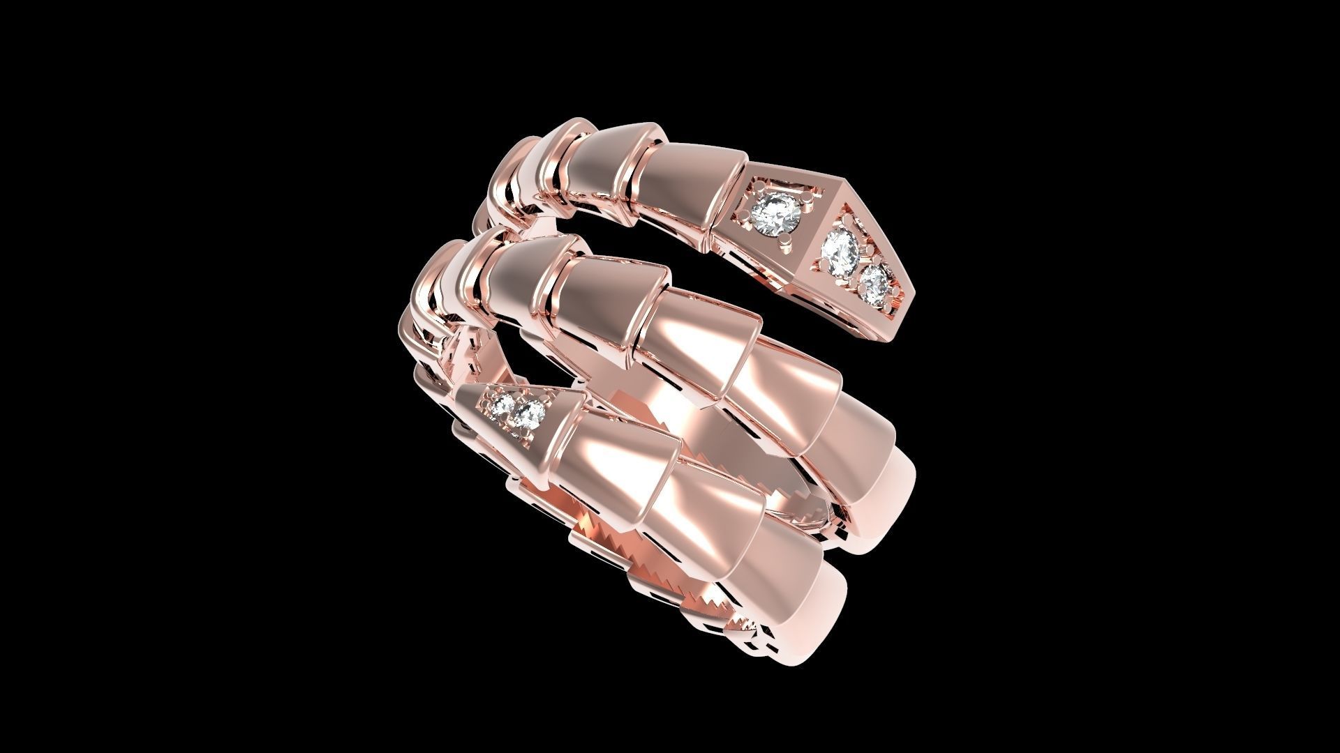 Serpenti Flexible Double Rotated Ring 18 5mm 3D print model_6