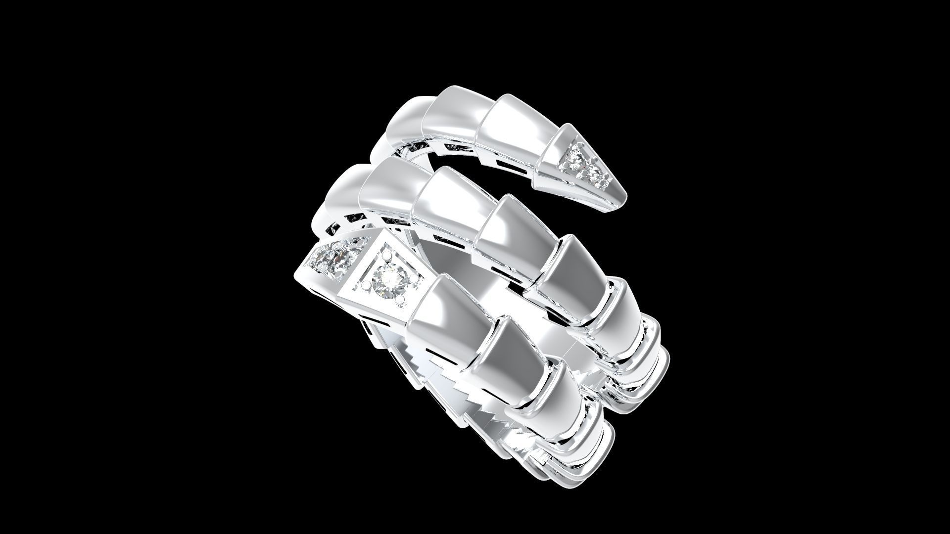 Serpenti Flexible Double Rotated Ring 18 5mm 3D print model_14