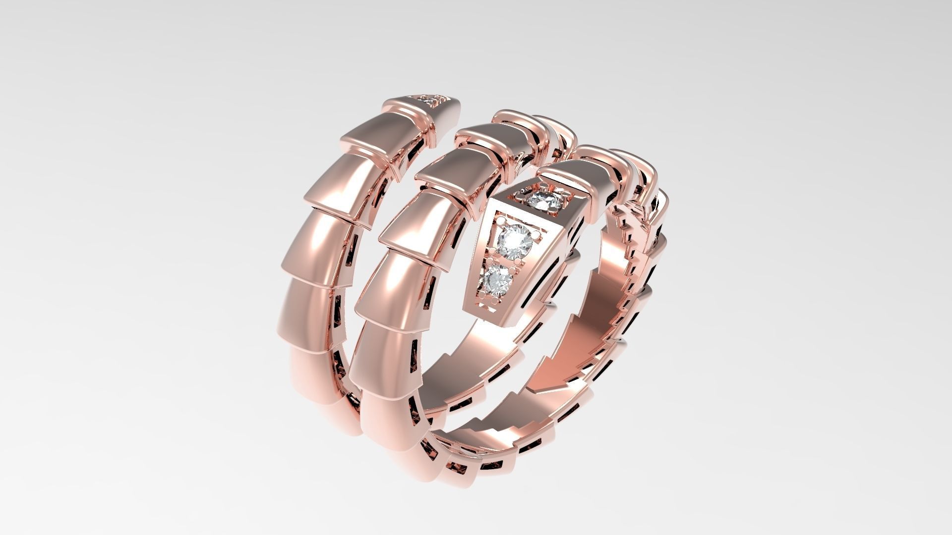 Serpenti Flexible Double Rotated Ring 18 5mm 3D print model_9