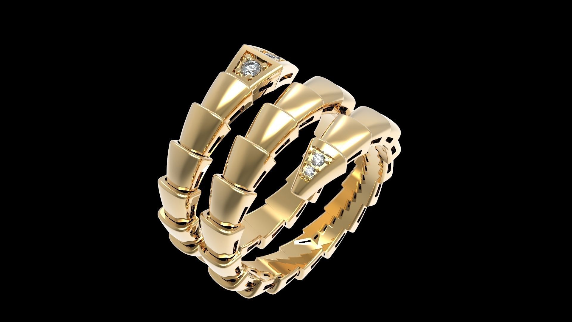 Serpenti Flexible Double Rotated Ring 18 5mm 3D print model_1