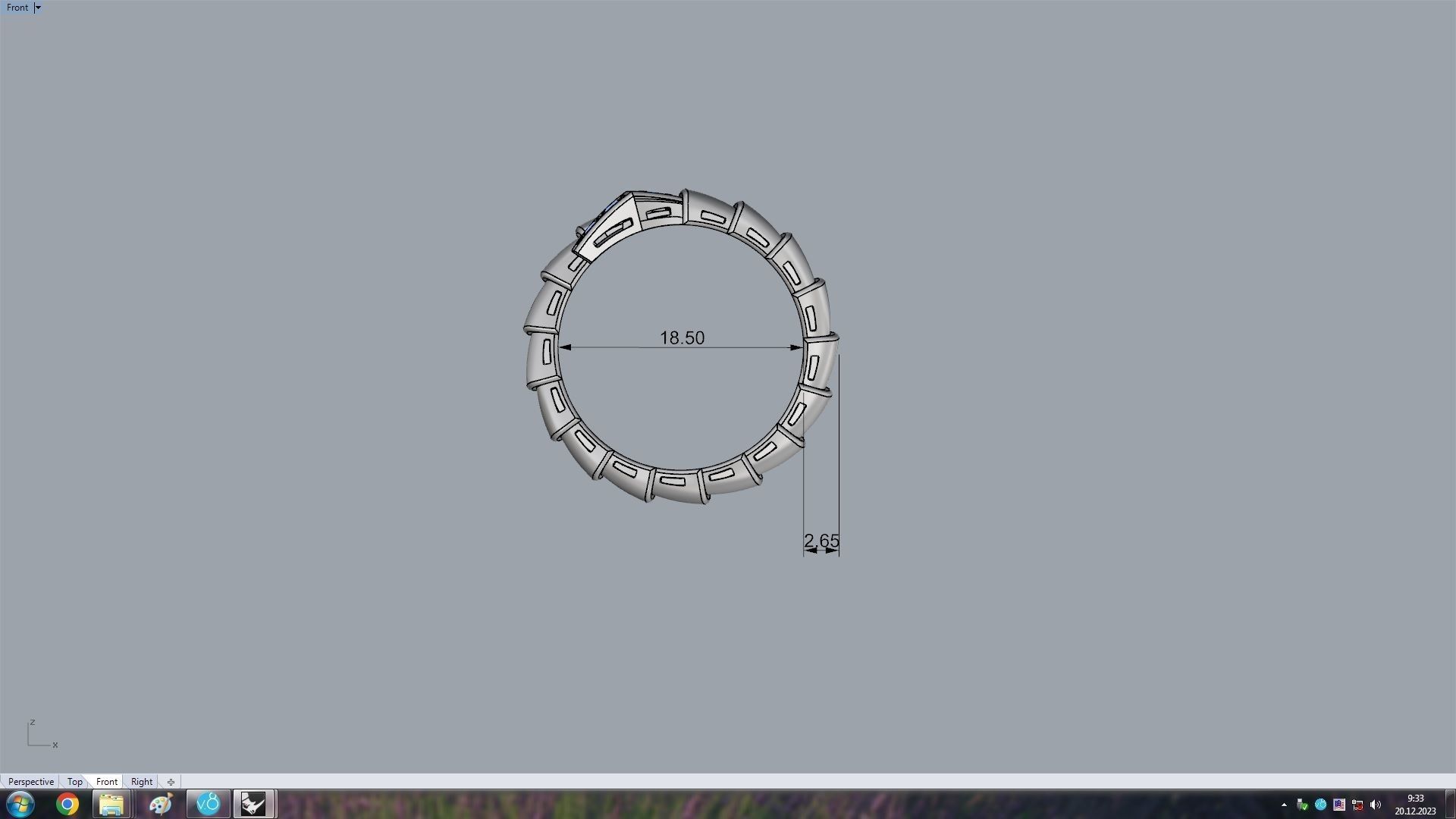 Serpenti Flexible Double Rotated Ring 18 5mm 3D print model_16