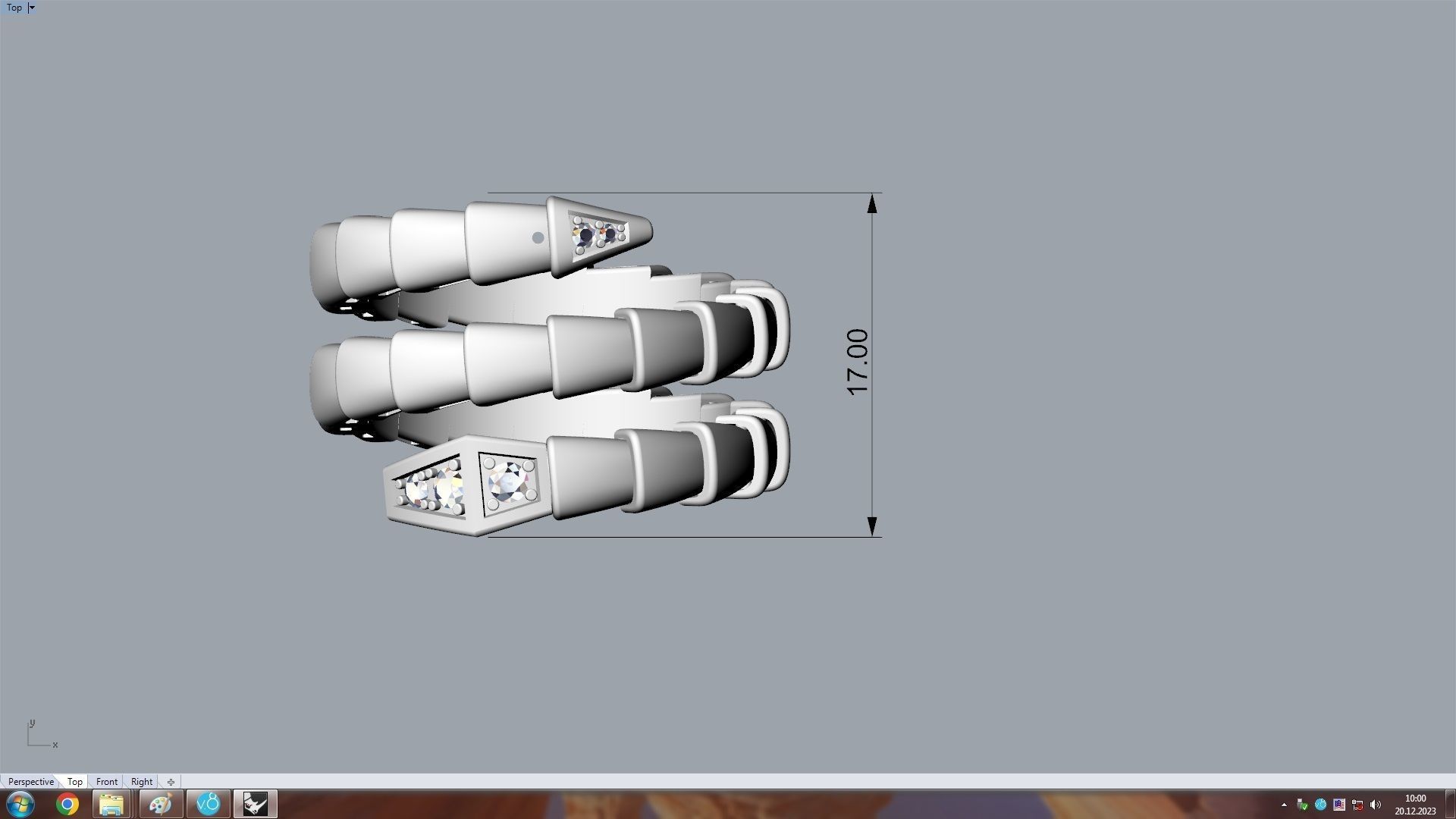Serpenti Flexible Double Rotated Ring 18 5mm 3D print model_17