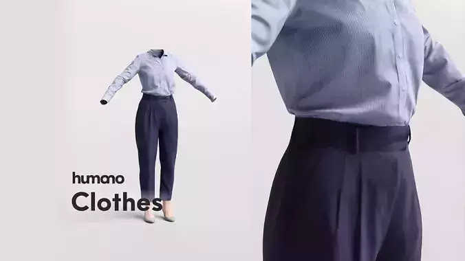 Woman elegant  work outfit - trousers and shirt - 045-3745