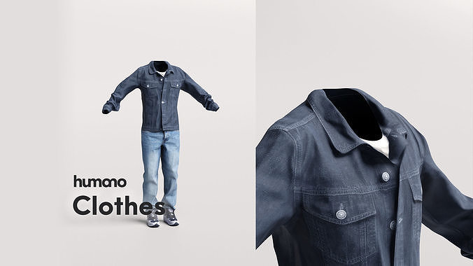 Man casual  outfit - clothes - jeans and jacket - 041-5224 3D model