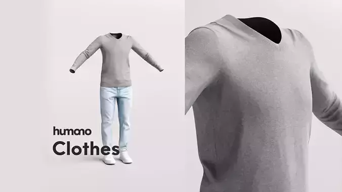 Man casual outfit - clothes -  jeans and sweter - 034-1821