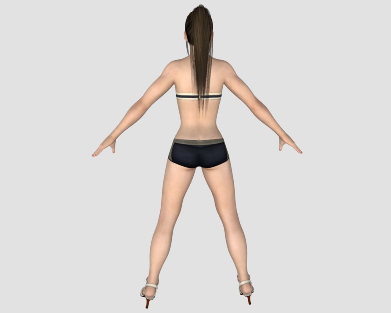  black shorts bikini women 3D model_7