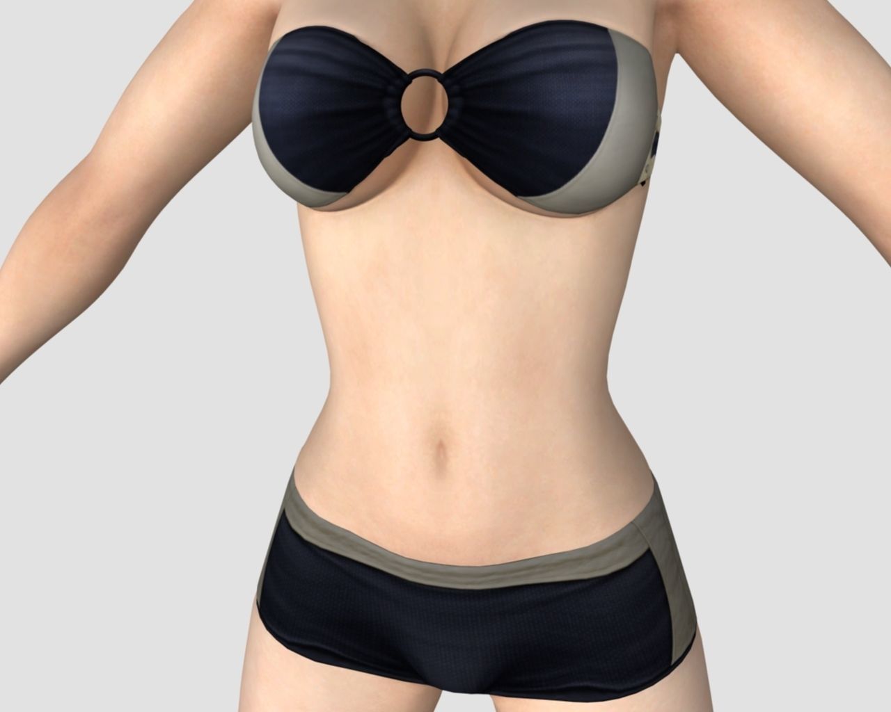  black shorts bikini women 3D model_5