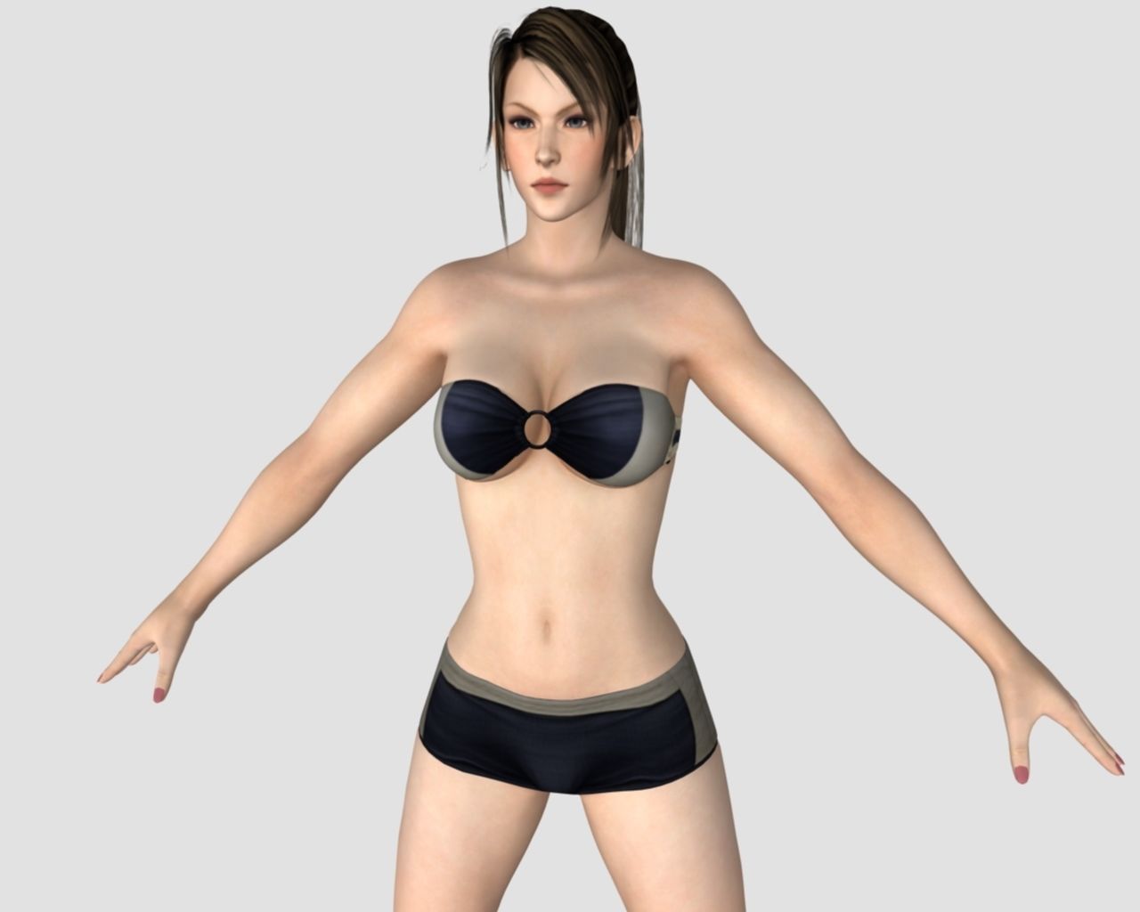  black shorts bikini women 3D model_2