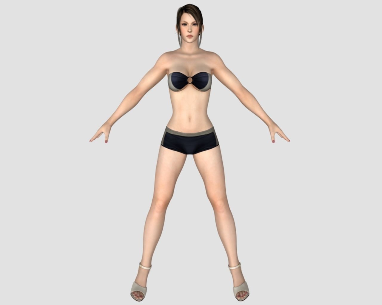  black shorts bikini women 3D model_1