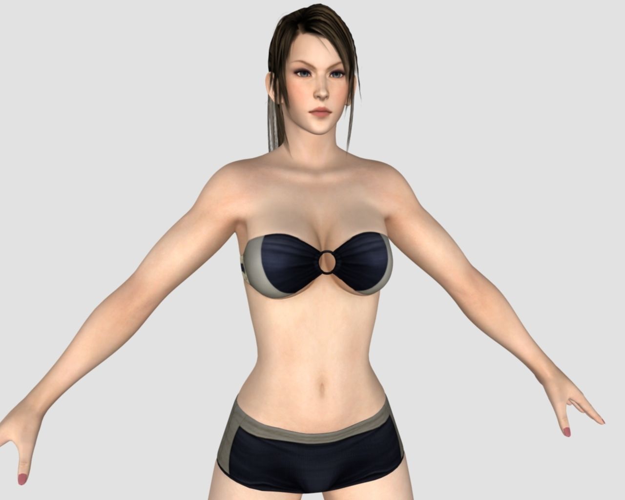  black shorts bikini women 3D model_3