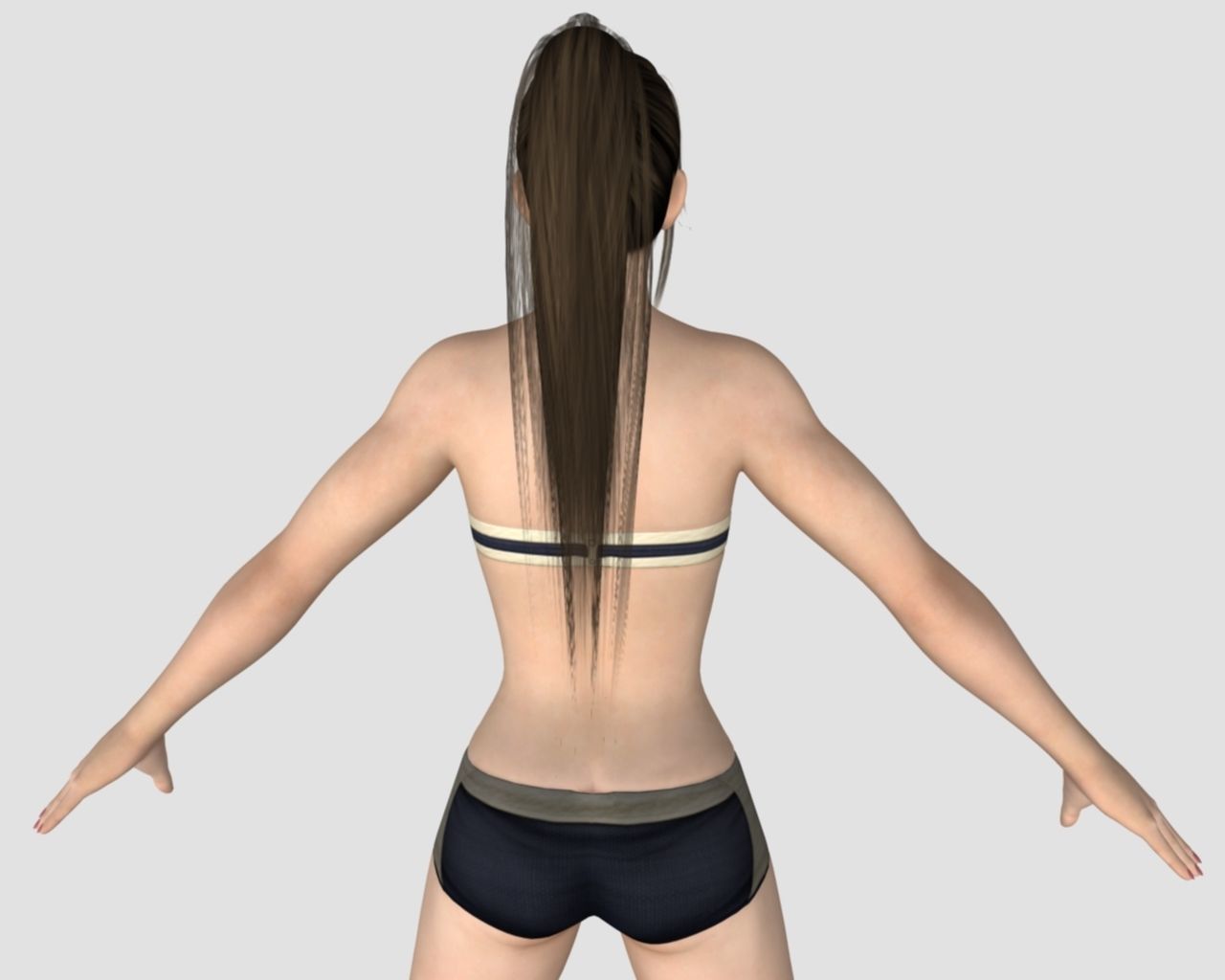  black shorts bikini women 3D model_8