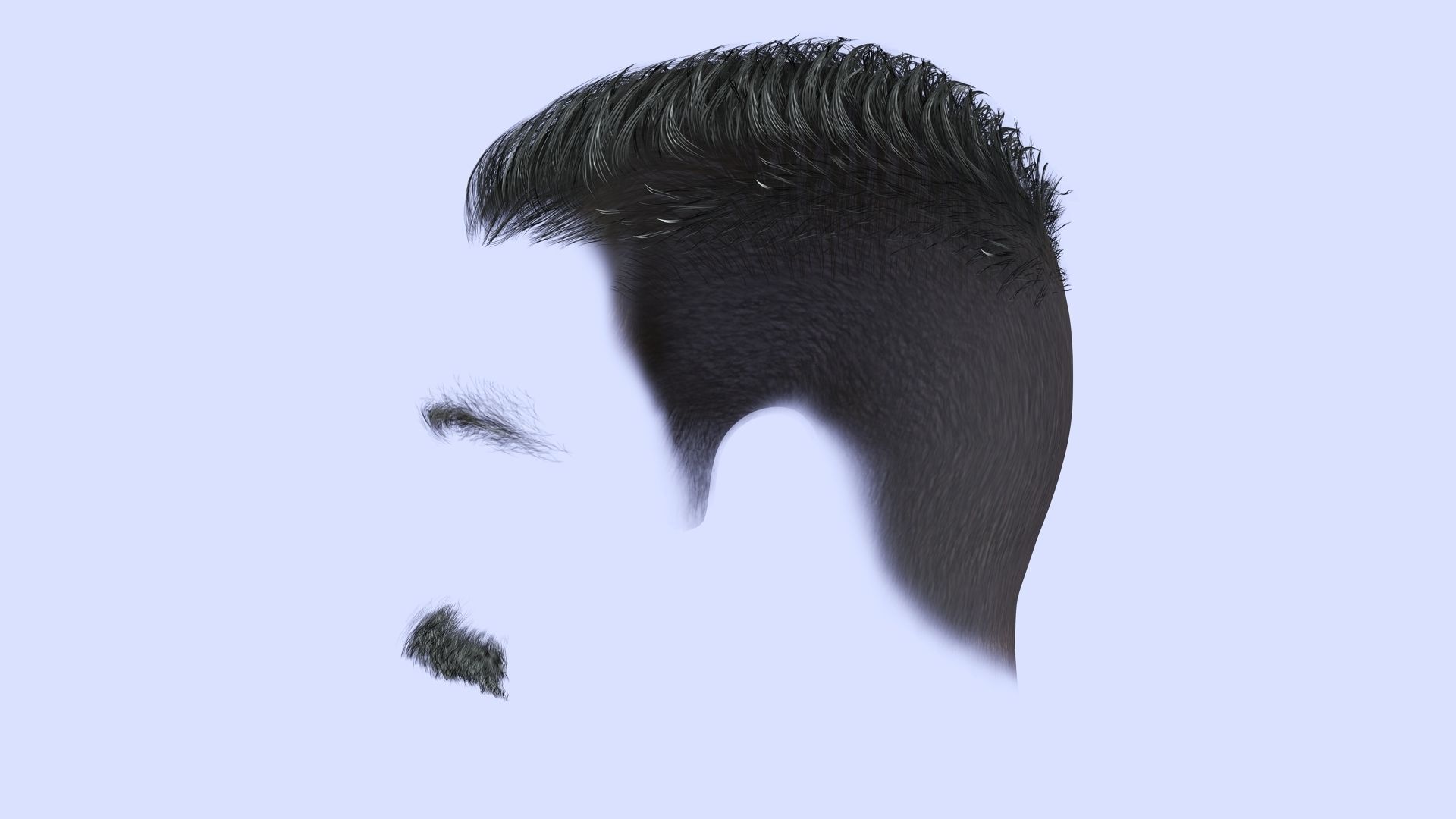 Classic Male Hair With Mustache Low-poly 3D model_2