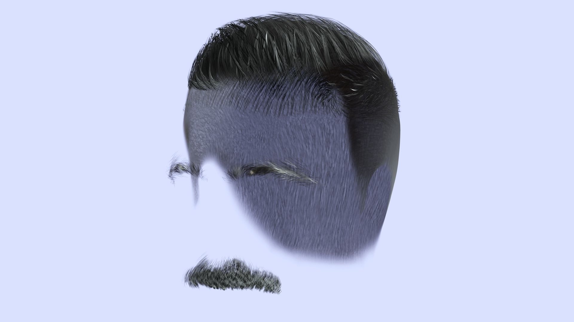 Classic Male Hair With Mustache Low-poly 3D model_3