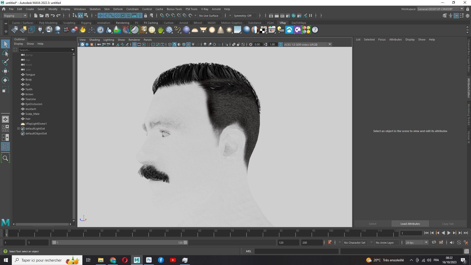 Classic Male Hair With Mustache Low-poly 3D model_18