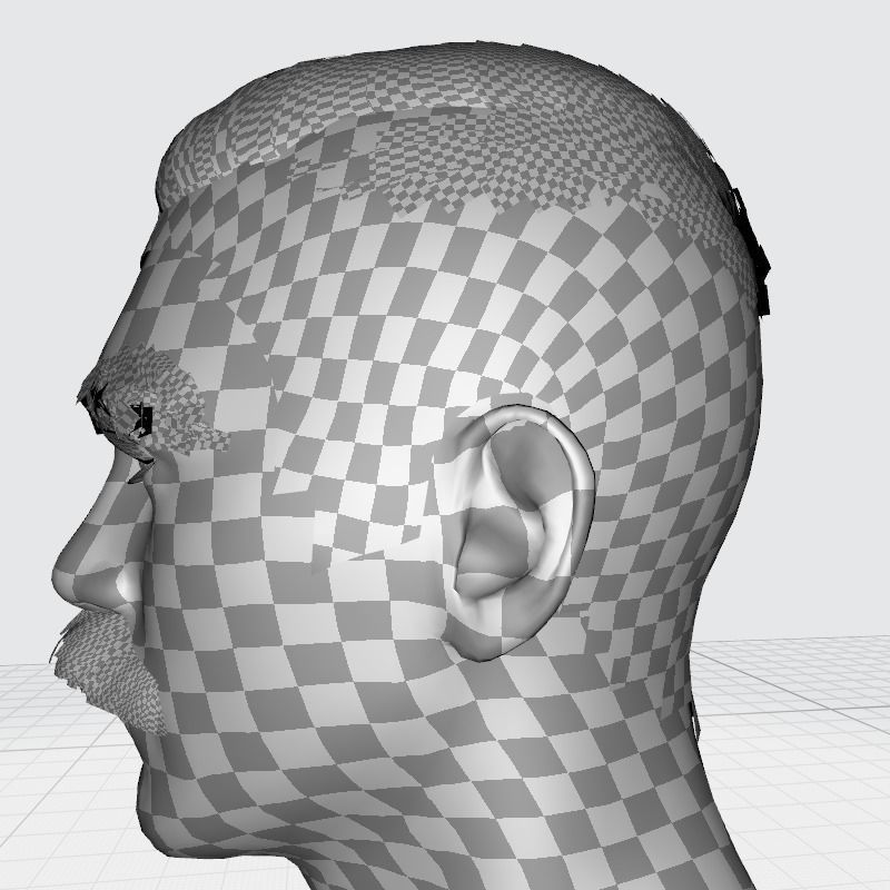 Classic Male Hair With Mustache Low-poly 3D model_26