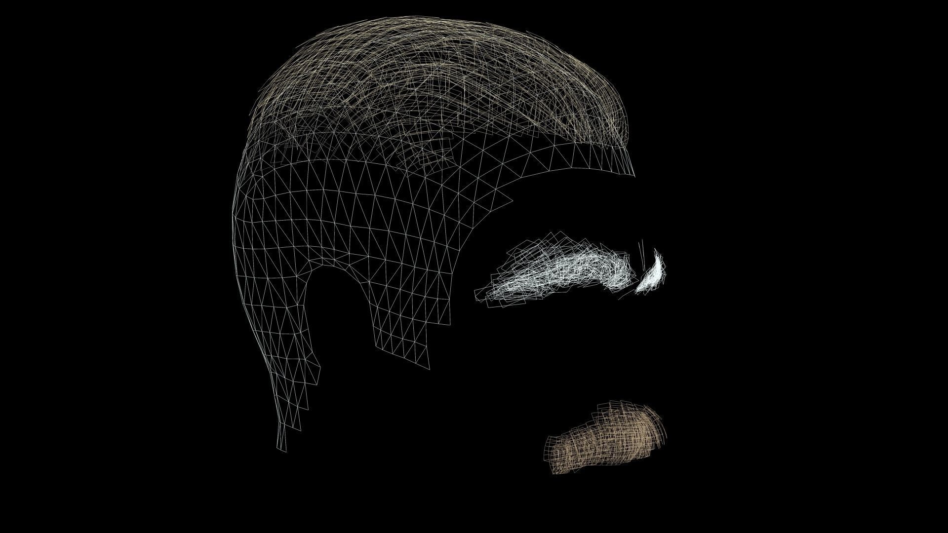 Classic Male Hair With Mustache Low-poly 3D model_14