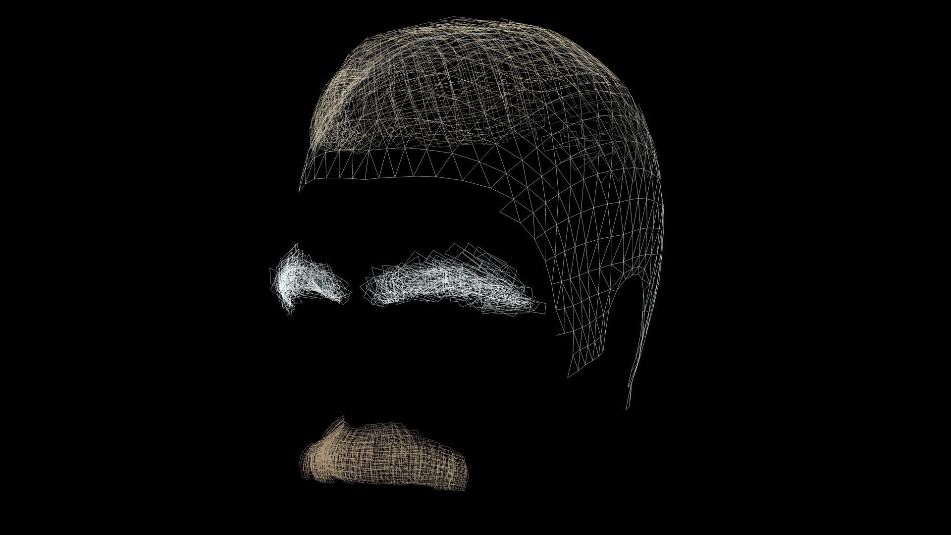 Classic Male Hair With Mustache Low-poly 3D model_15