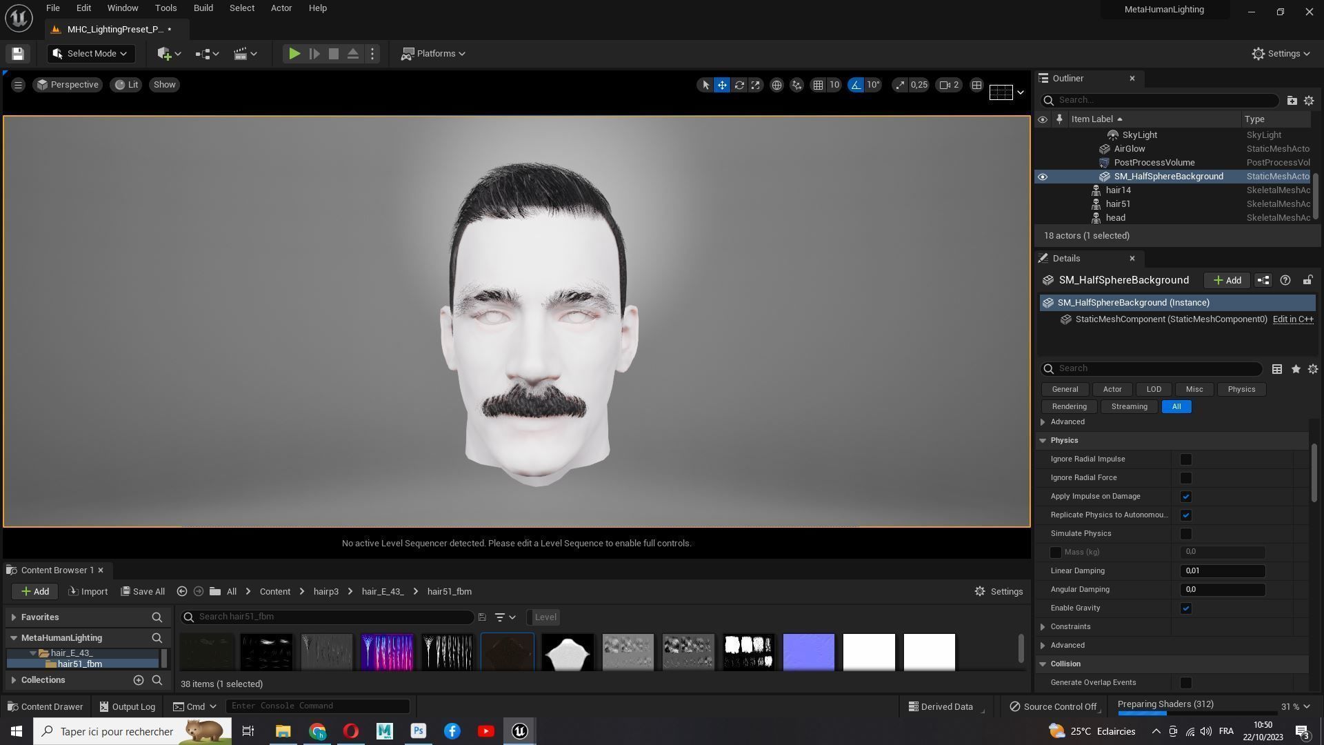 Classic Male Hair With Mustache Low-poly 3D model_21