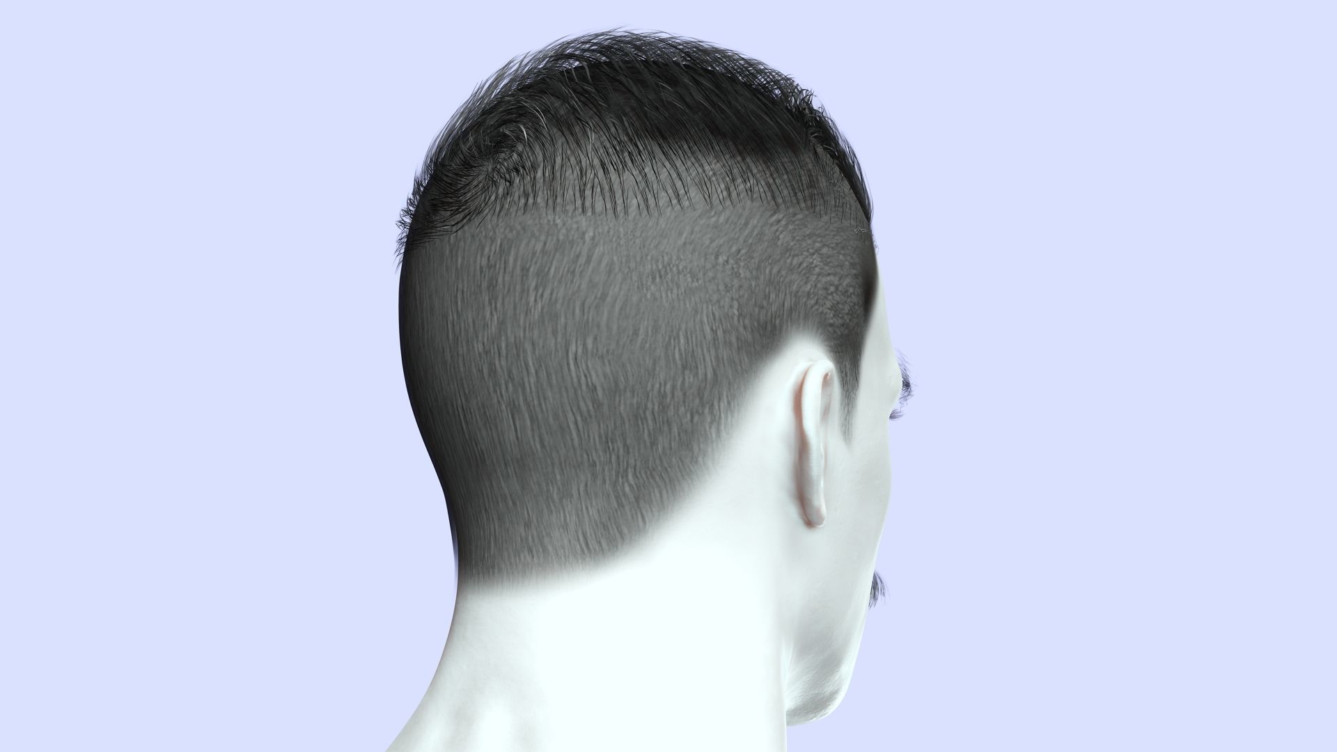 Classic Male Hair With Mustache Low-poly 3D model_11