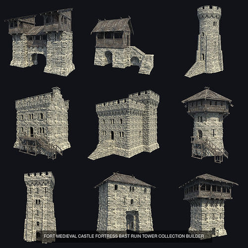 Medieval MEGABUILDER COLLECTION 3D Model Pack 2