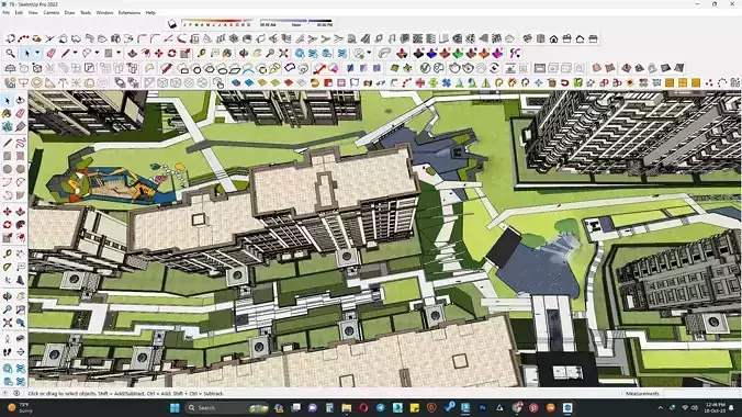 Highrise apartment building complex 3d model 