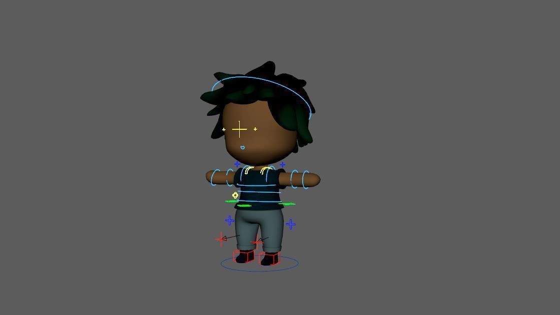 Small kid model and rig Low-poly 3D model_2