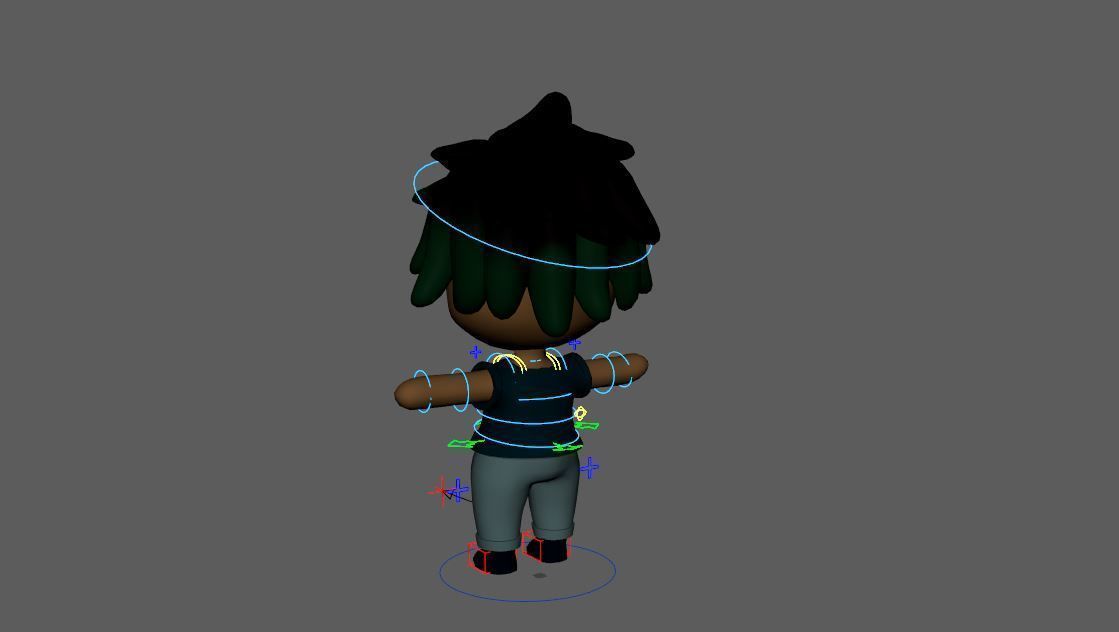 Small kid model and rig Low-poly 3D model_3