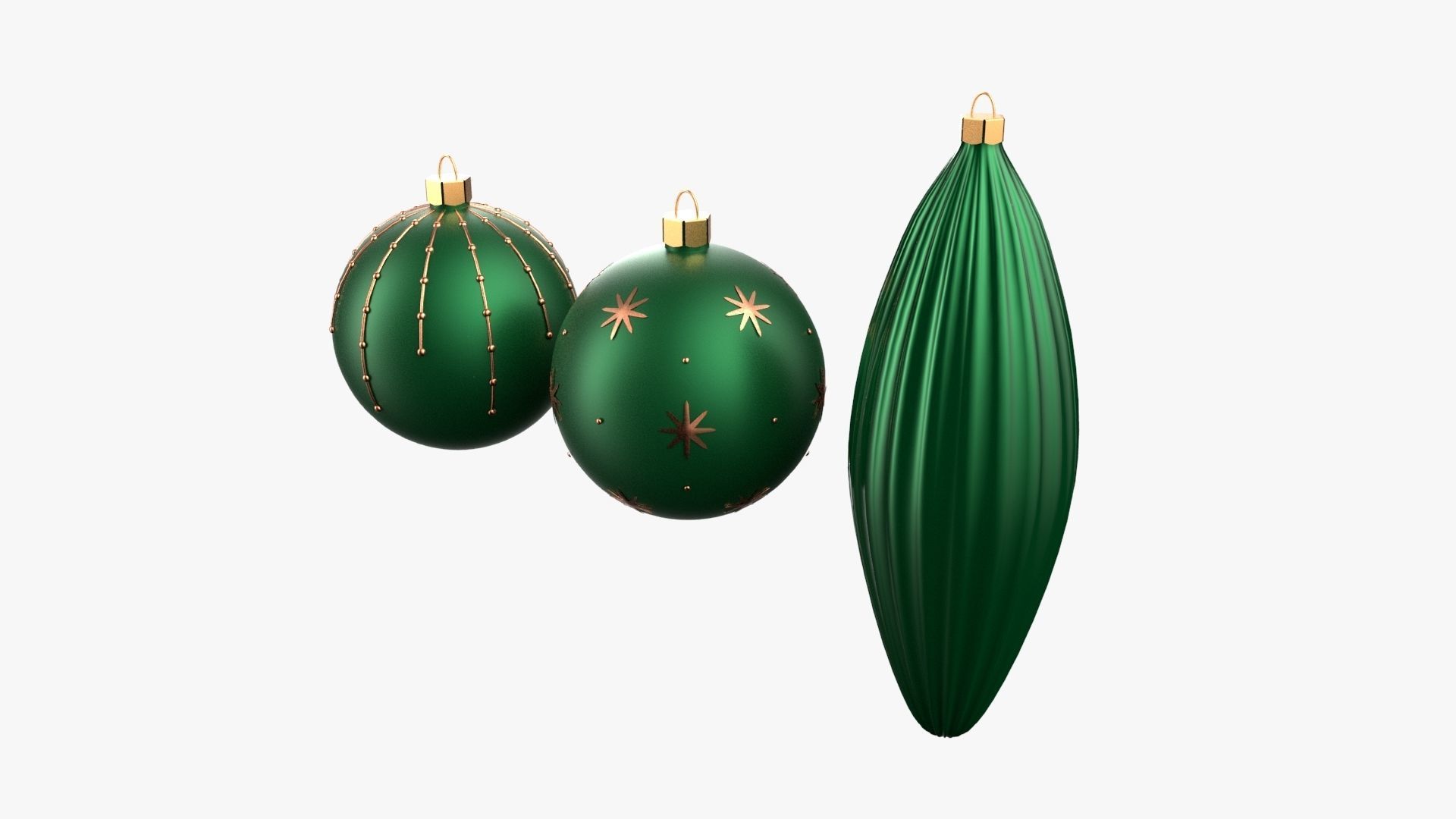 Christmas Tree Ornament Set1 - Green Orange 3D model_2