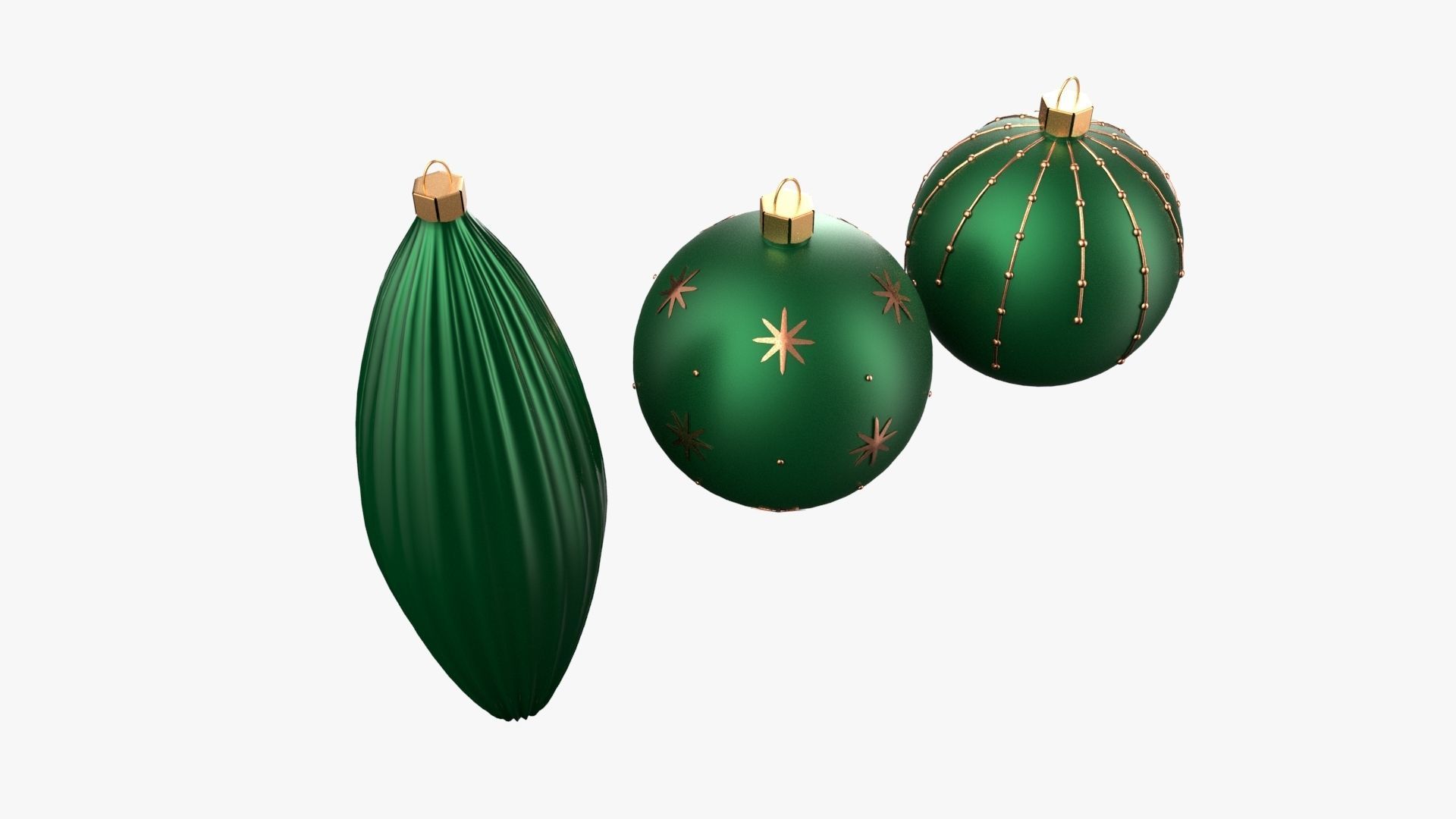 Christmas Tree Ornament Set1 - Green Orange 3D model_3