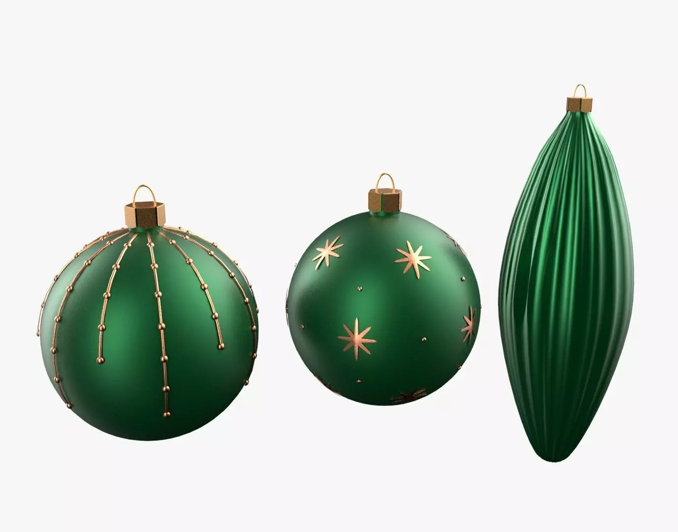 Christmas Tree Ornament Set1 - Green Orange 3D model_0