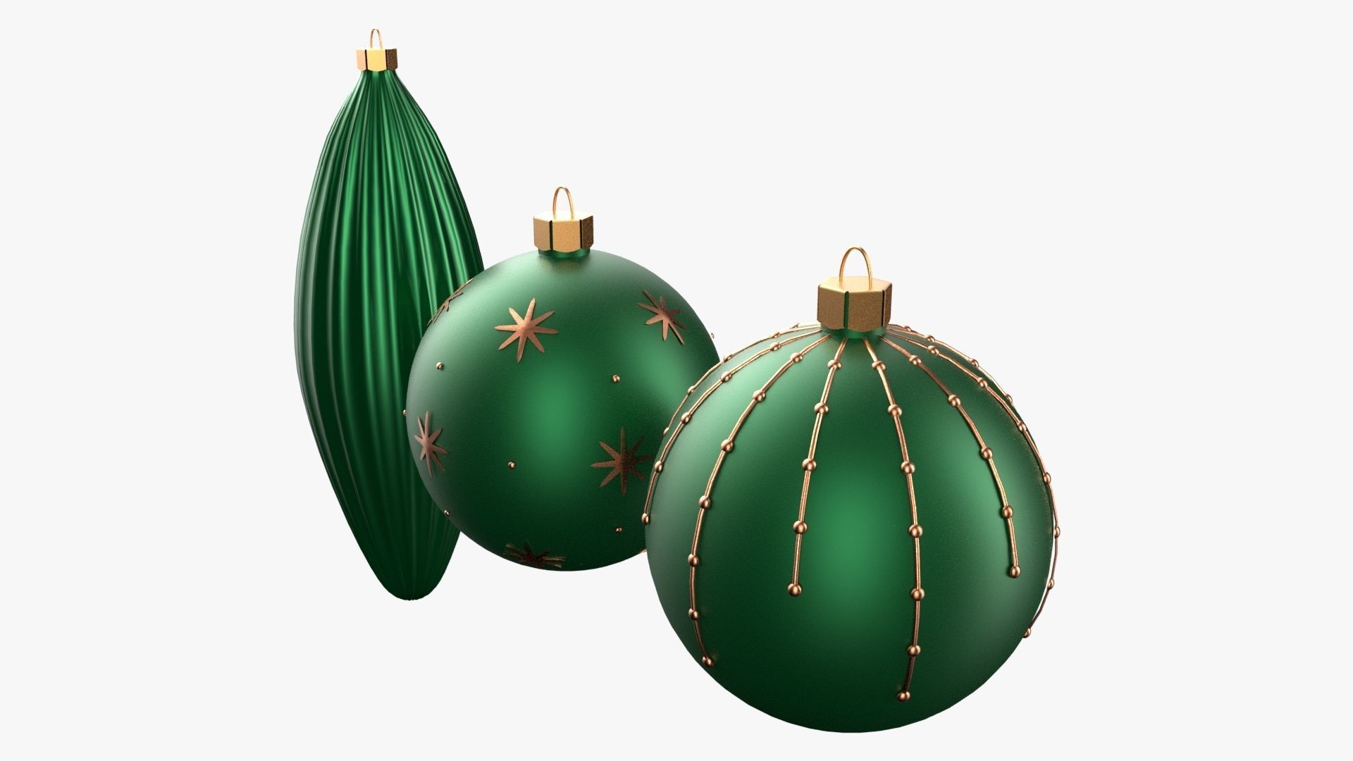 Christmas Tree Ornament Set1 - Green Orange 3D model_4