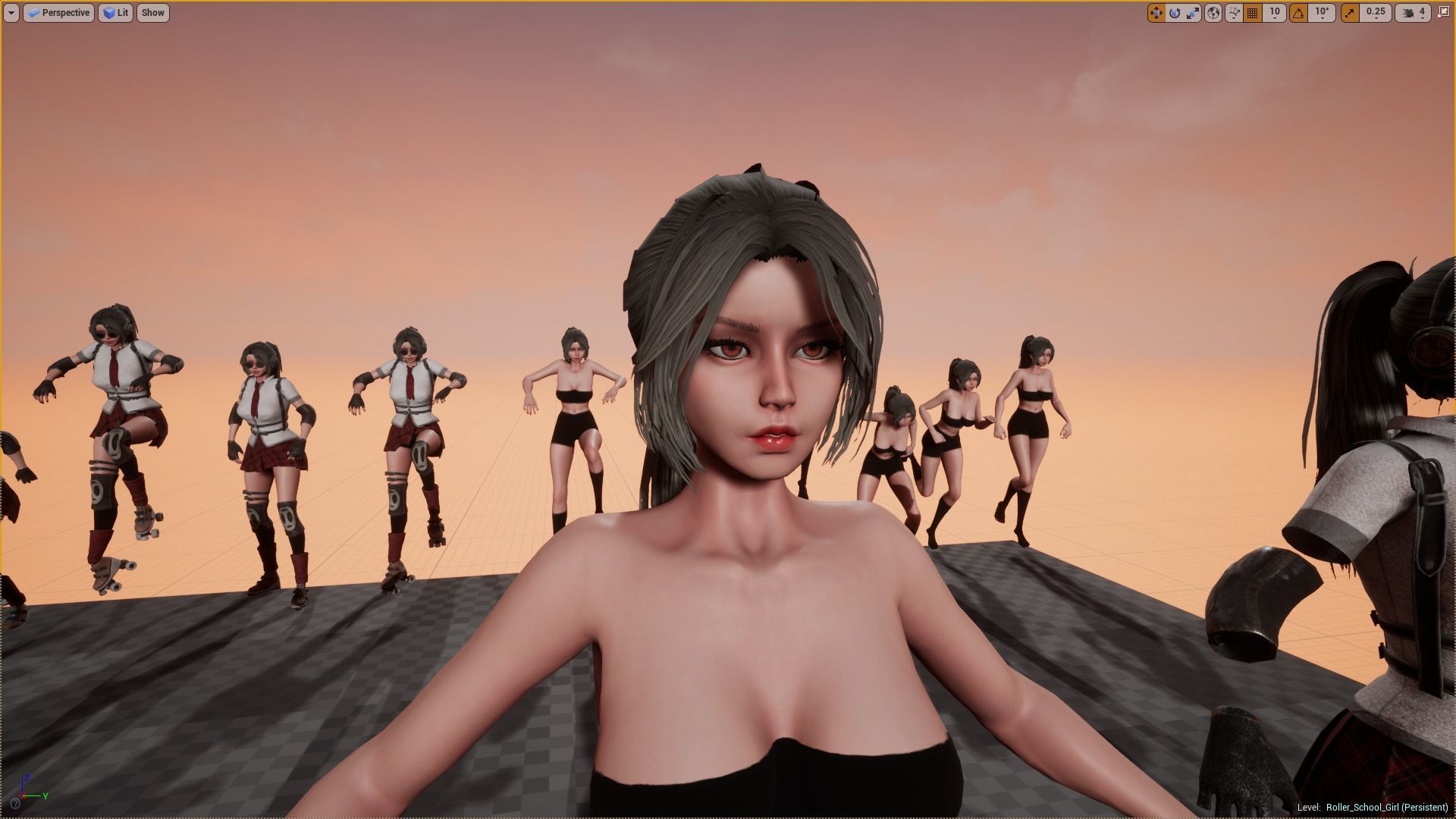 Roller School Girl Low-poly 3D model_11