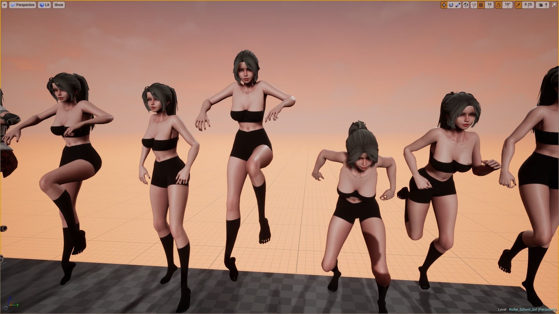 Roller School Girl Low-poly 3D model_13