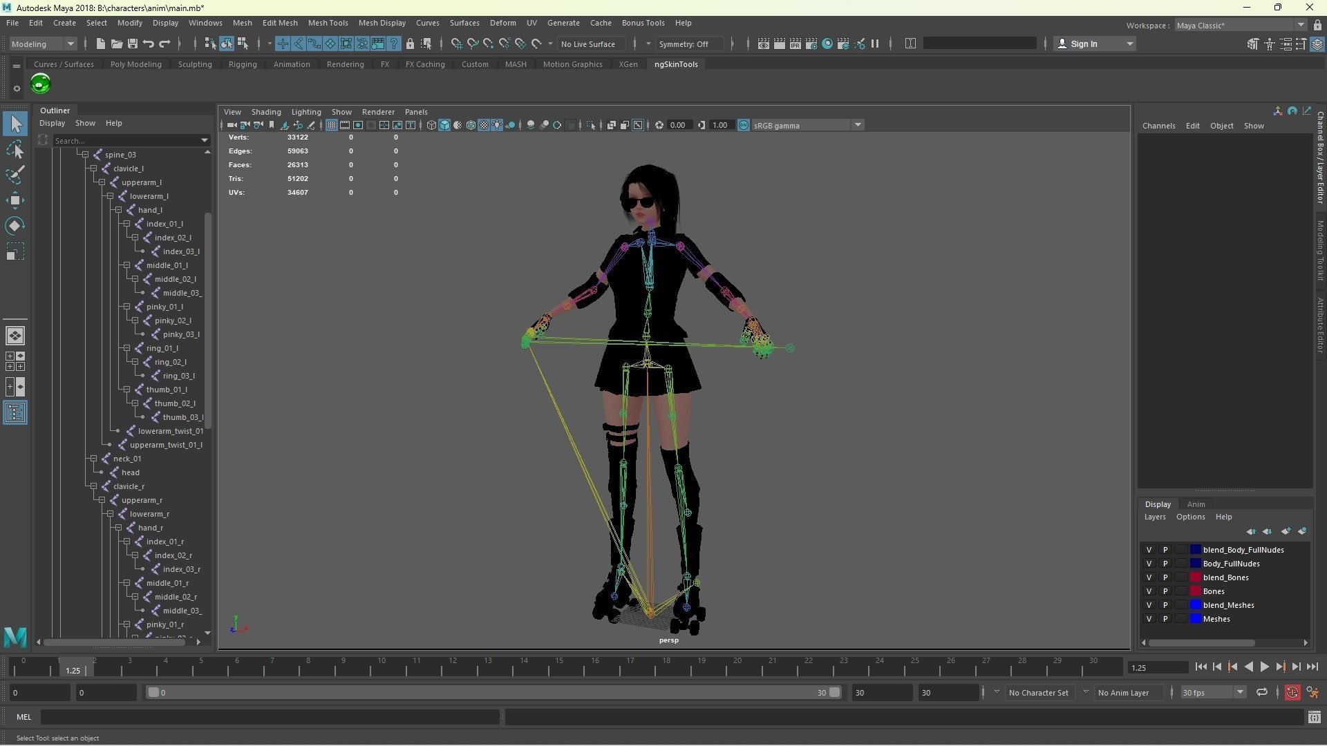 Roller School Girl Low-poly 3D model_9