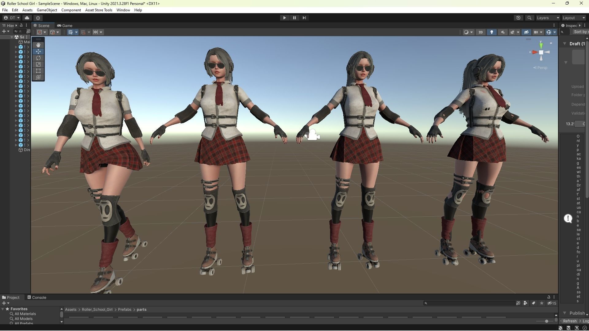 Roller School Girl Low-poly 3D model_16