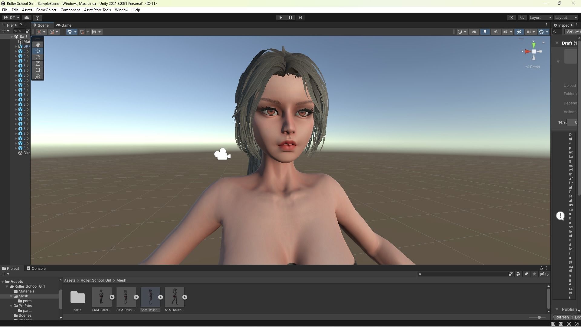 Roller School Girl Low-poly 3D model_10