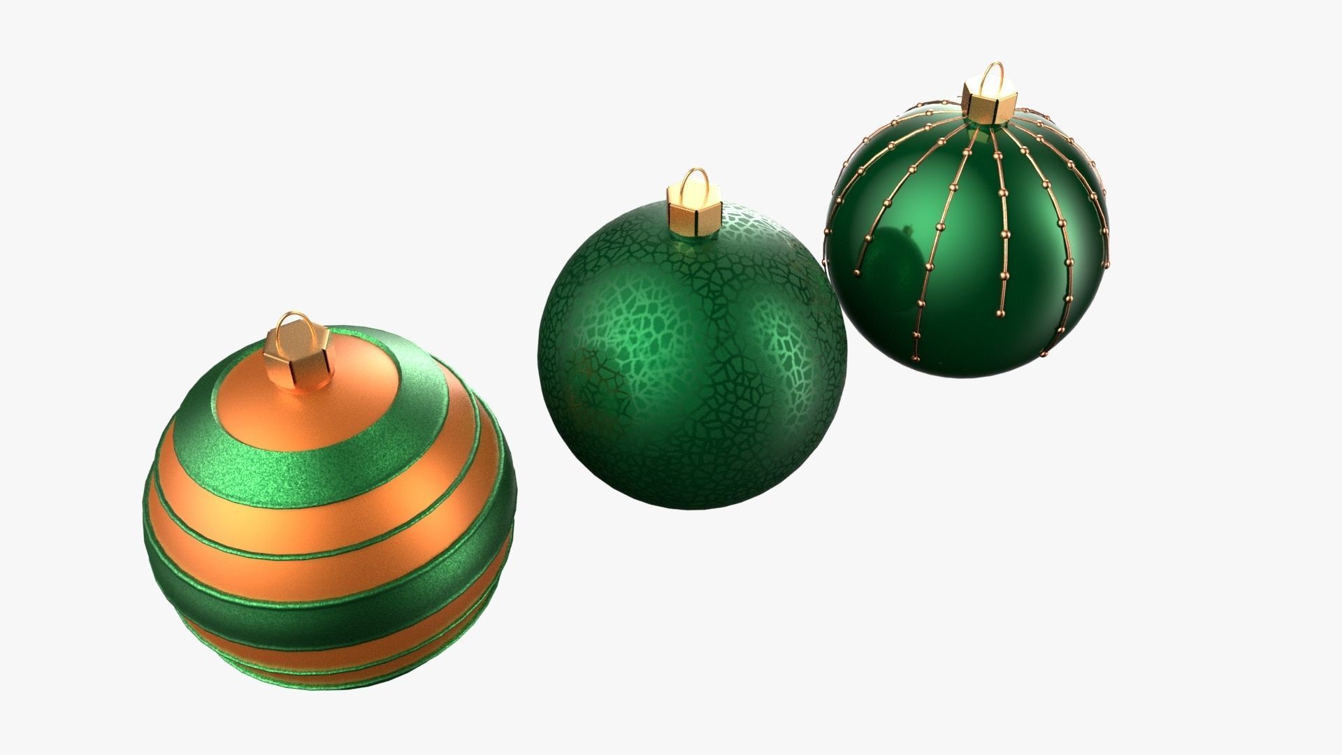 Christmas Tree Ornament Set2 - Green Orange 3D model_3