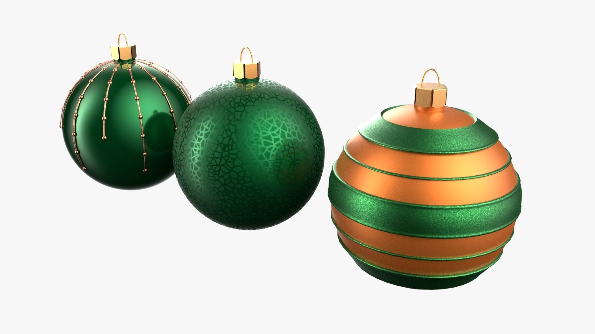 Christmas Tree Ornament Set2 - Green Orange 3D model_2