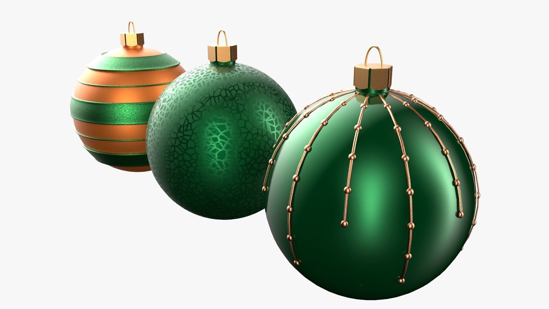 Christmas Tree Ornament Set2 - Green Orange 3D model_4