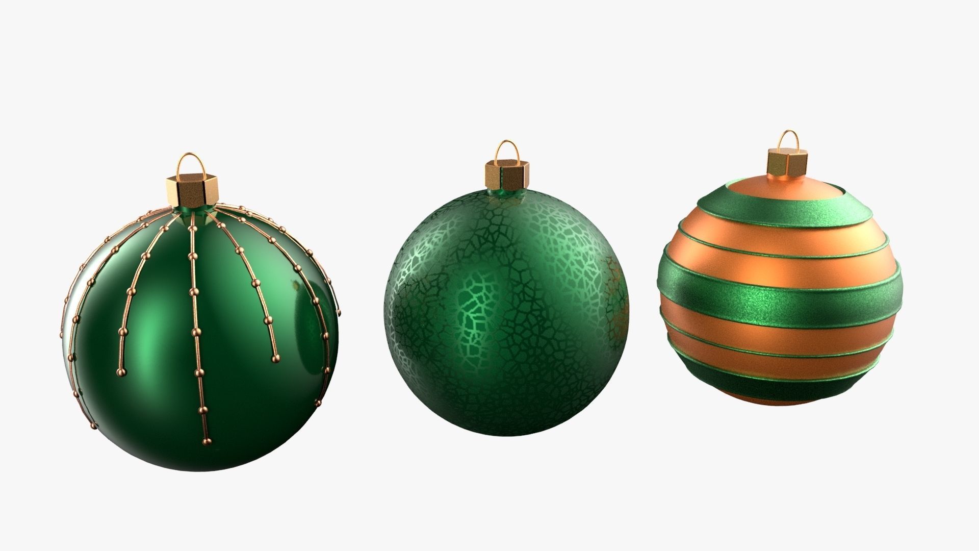 Christmas Tree Ornament Set2 - Green Orange 3D model_1