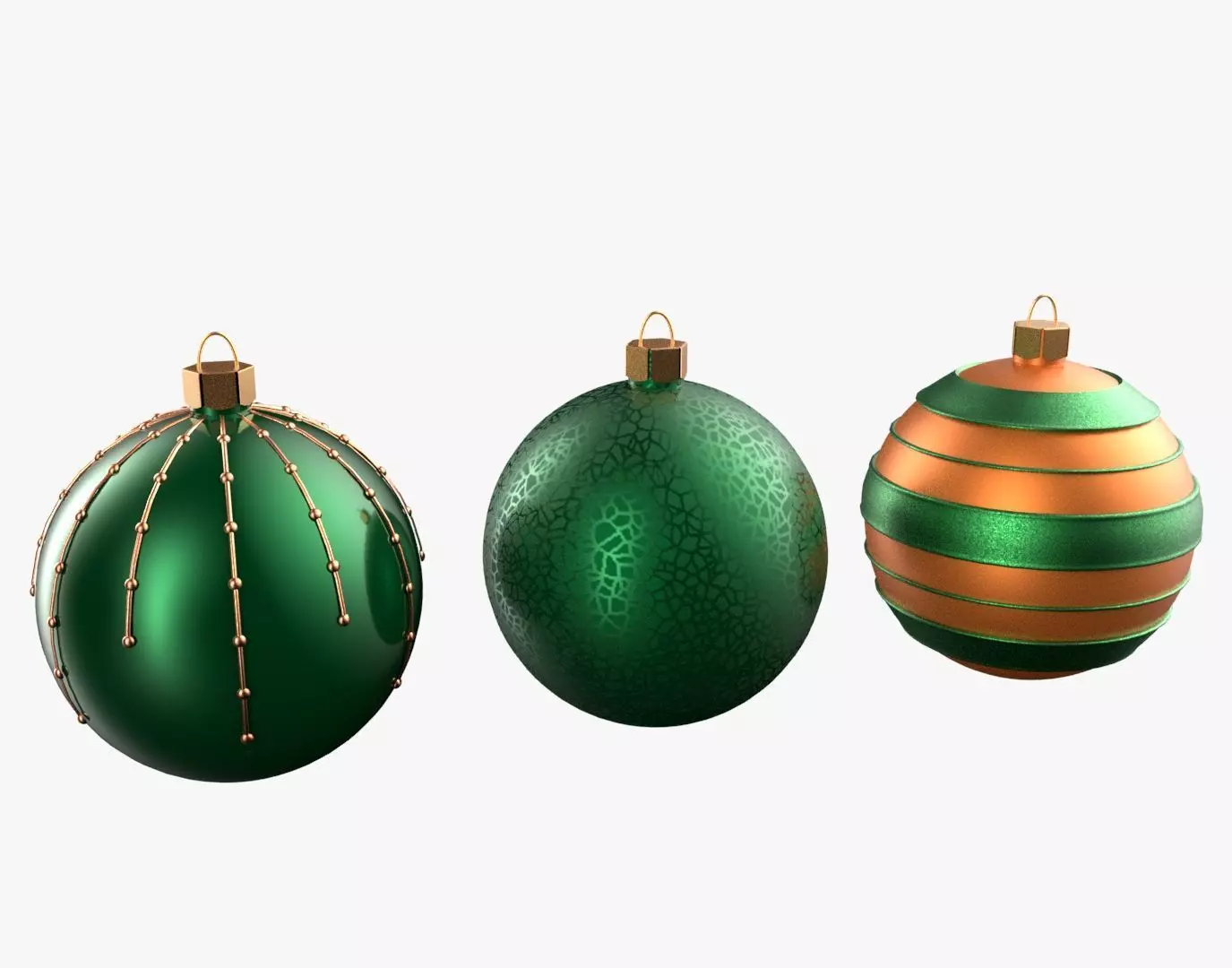 Christmas Tree Ornament Set2 - Green Orange 3D model_0