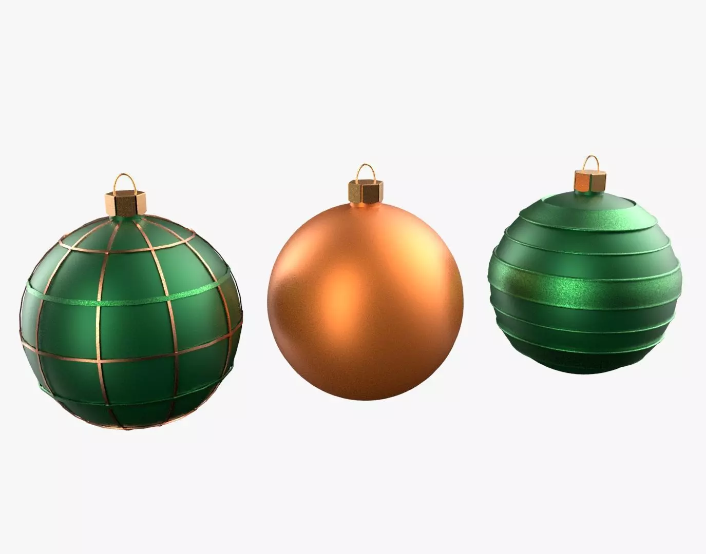 Christmas Tree Ornament Set3 - Green Orange 3D model_0
