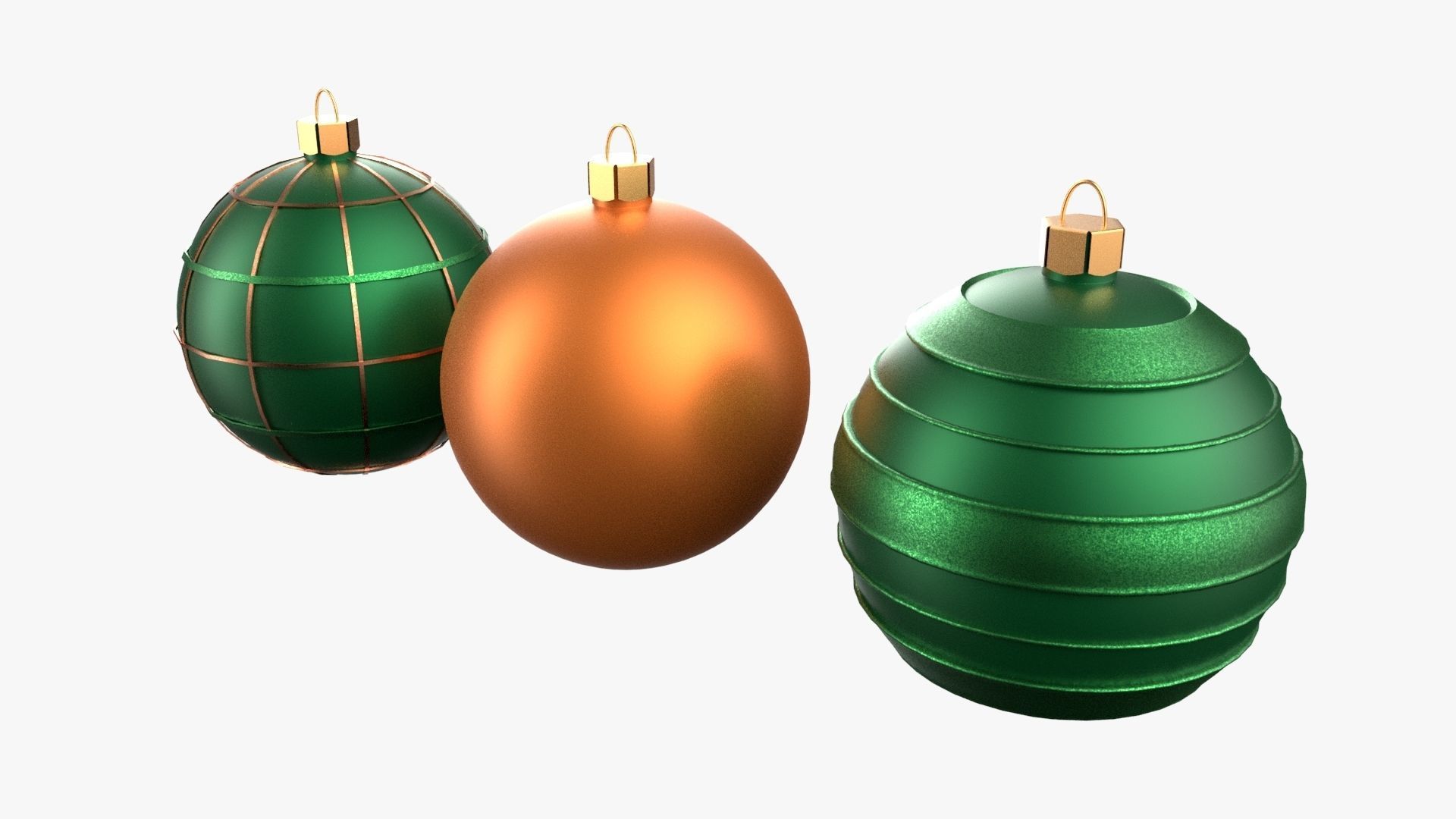 Christmas Tree Ornament Set3 - Green Orange 3D model_2