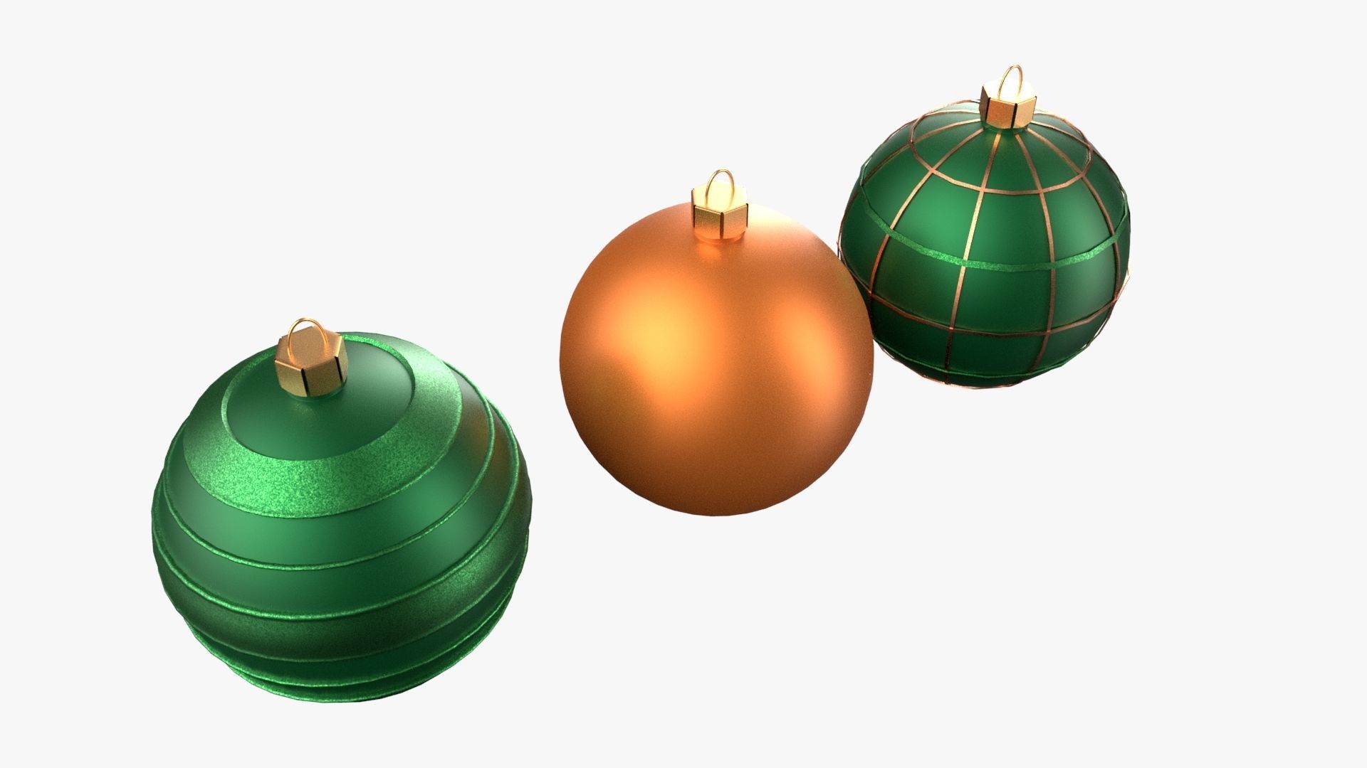 Christmas Tree Ornament Set3 - Green Orange 3D model_3